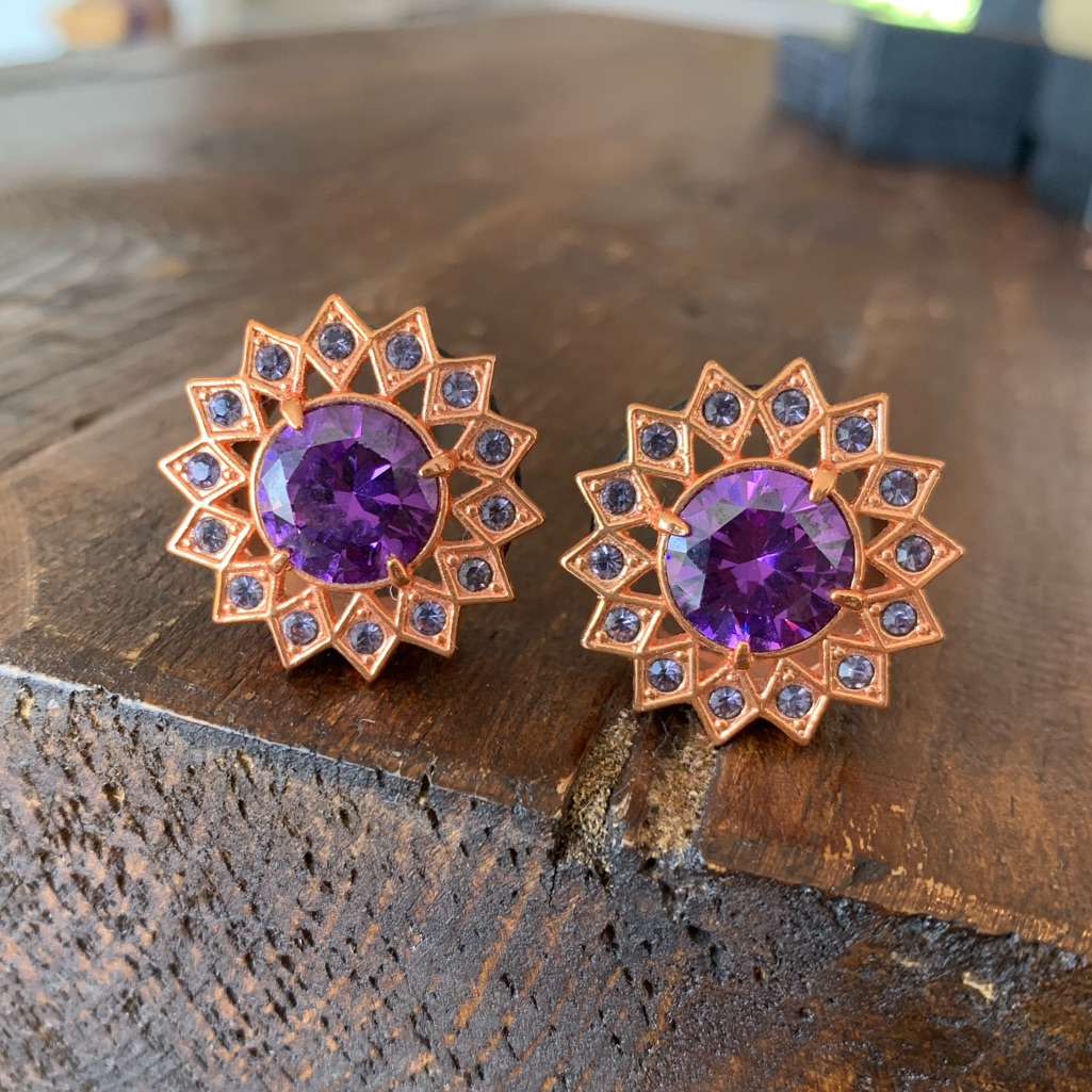 Copper Plugs With Gem Inlay Sf 34